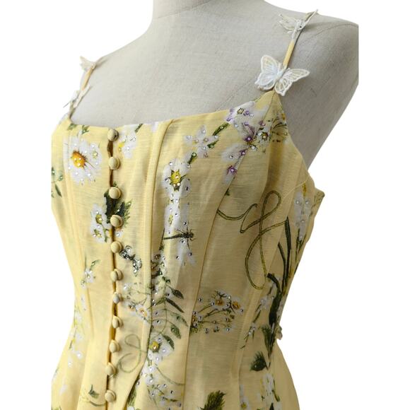 Camilla Daisy Chains Floral Linen-Silk Midi-Dress M - Picture 11 of 15
